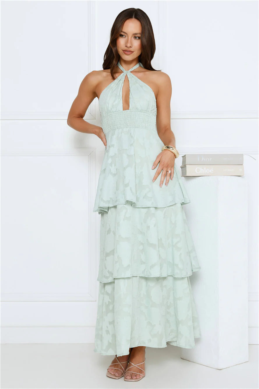 Island Sway Halter Maxi Dress Sage