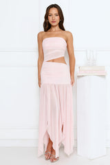 Haute Babe Strapless Mesh Maxi Dress Pink