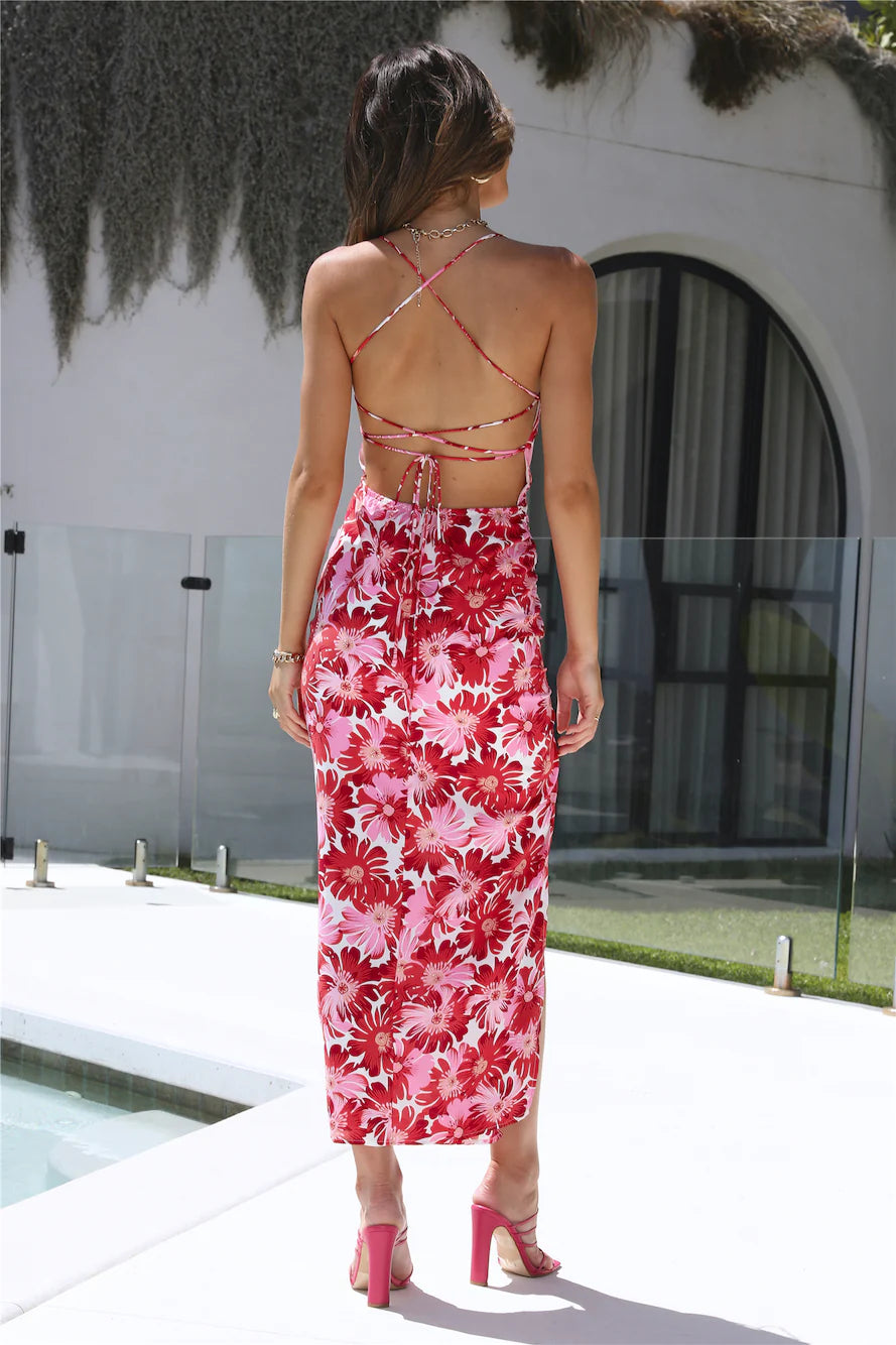 In The Tropics Midi Dress Red