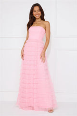 Honeyed Horizons Strapless Mesh Maxi Dress Pink