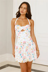 Happy Energy Halter Bubble Mini Dress Floral