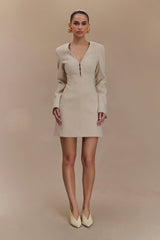 Arora Suiting Blazer Dress With Pleating - Sand