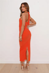 Her Dream Fit Mesh Maxi Dress Orange