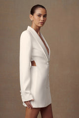 Trinity Crepe Blazer Dress - White