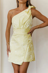 It Girl Approved One Shoulder Mini Dress Yellow
