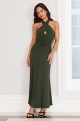 Heartstruck Halter Maxi Dress Khaki