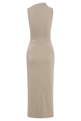 Taylor Draped Stretch Crepe Midi Dress - Mushroom