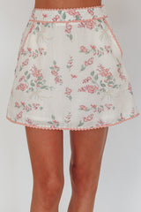 Catherina Ric-Rac Trim Mini Skirt Floral Pink
