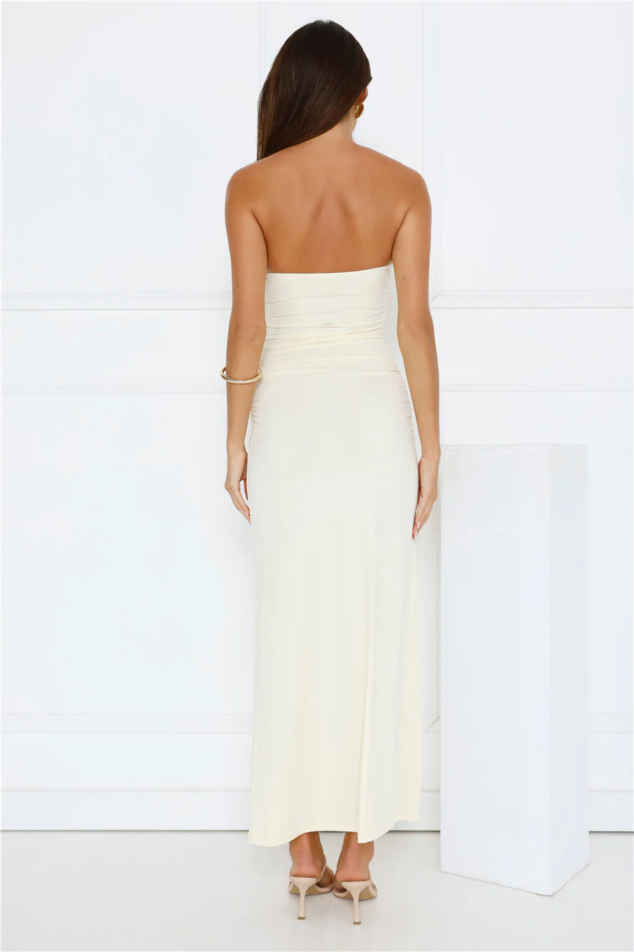 Heat Edit Strapless Maxi Dress Yellow