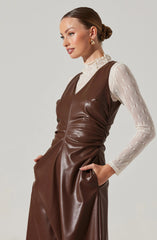 Omaira Faux Leather Midi Dress