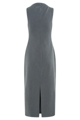 Taylor Draped Crepe Midi Dress - Charcoal Marle